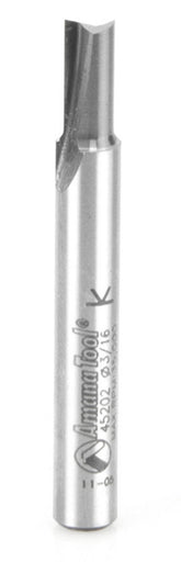Amana Tool 45202 Solid Carbide Cutting Edge Straight Plunge High Production 3/16 D x 7/16 CH x 1/4 SHK x 2 Inch Long Router Bit